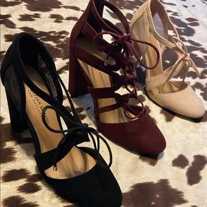 Blush Suede Chunky Heel Pumps - Christian Siriano